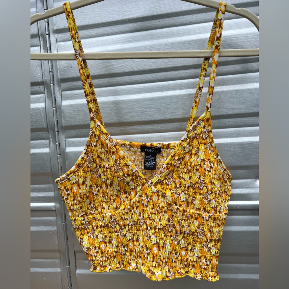70s flower power print cropped tank